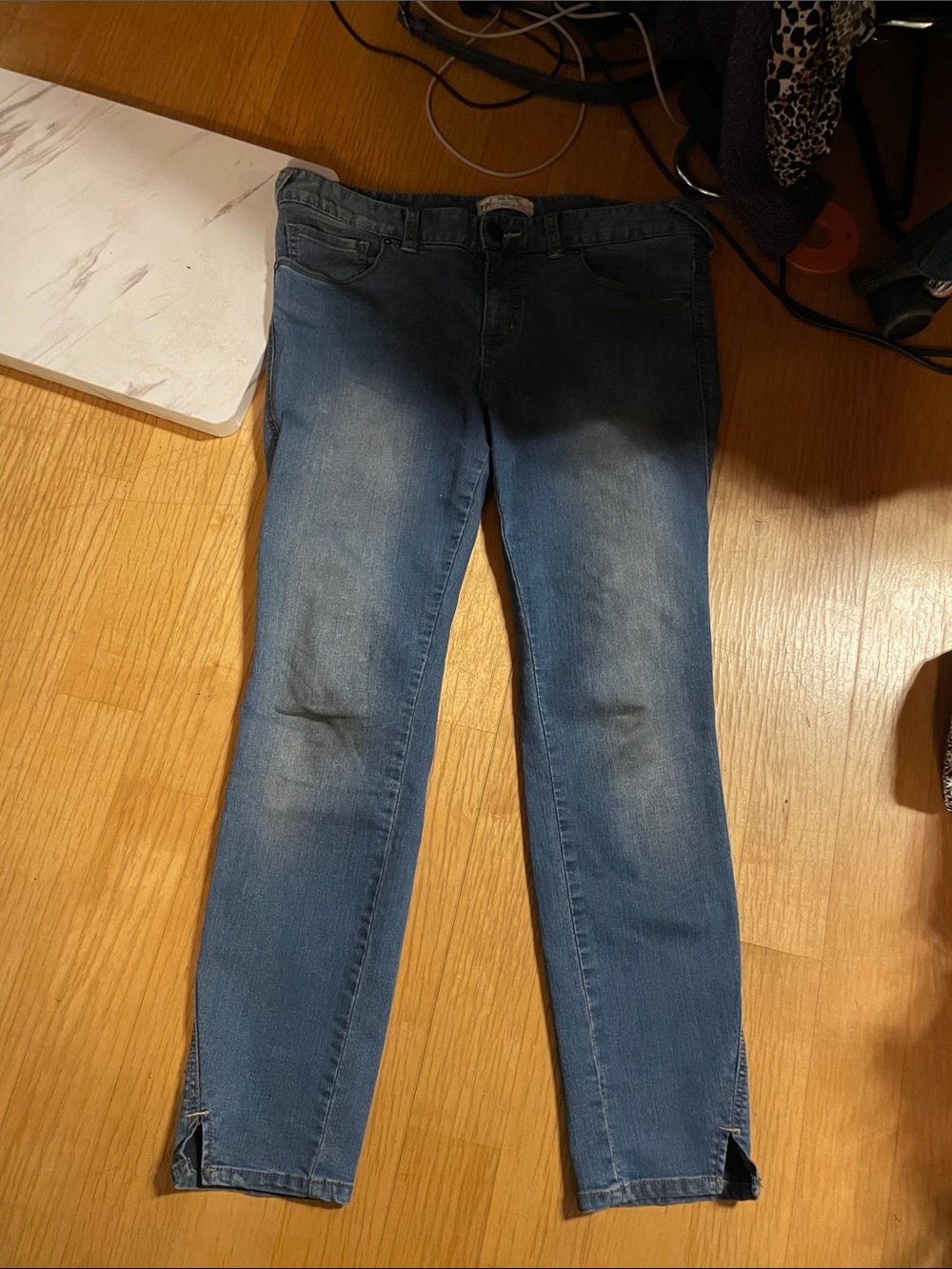 Free People Medium Blue Skinny Jeans with Ankle Slits